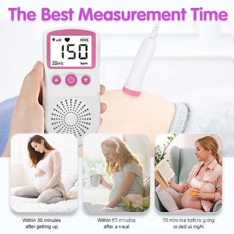 Fetal Doppler Baby Heartbeat Monitor – Home Pregnancy Fetal Heart Rate Detector with LCD Display, Safe & Radiation-Free