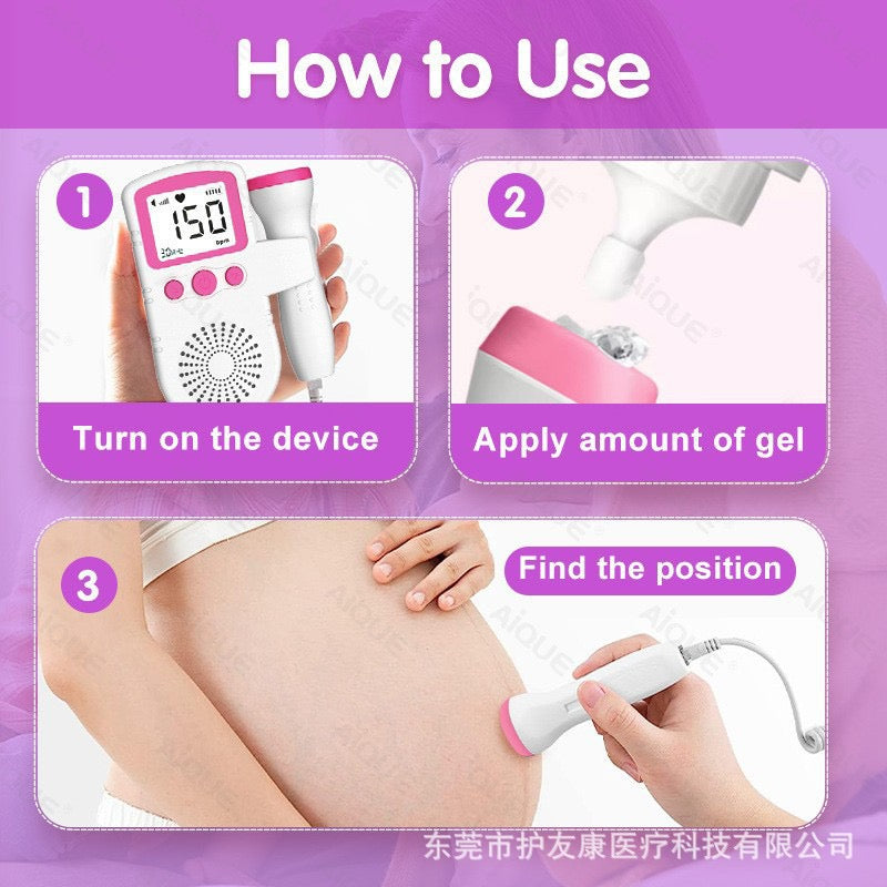 Fetal Doppler Baby Heartbeat Monitor – Home Pregnancy Fetal Heart Rate Detector with LCD Display, Safe & Radiation-Free