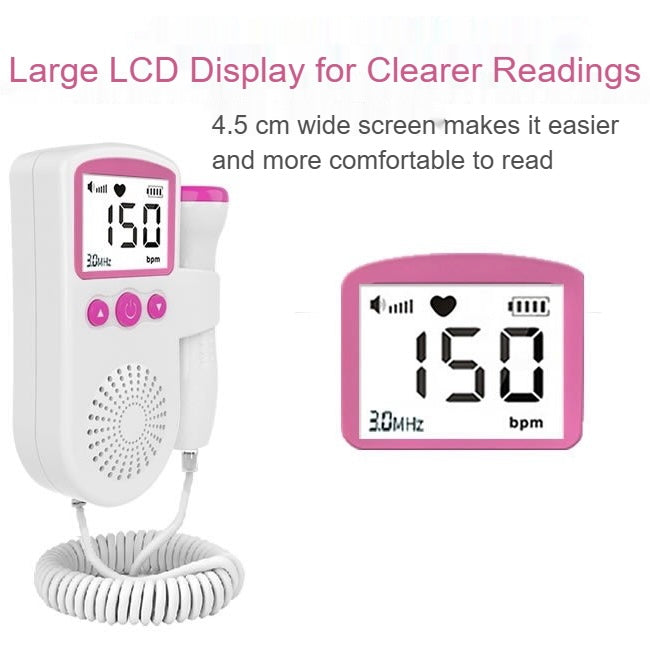 Fetal Doppler Baby Heartbeat Monitor – Home Pregnancy Fetal Heart Rate Detector with LCD Display, Safe & Radiation-Free